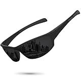 Ofwin Sports Polarized Sunglasses for Men Women Wrap Around Sun Glasses Fishing Cycling Driving Running UV Protection Black