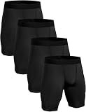 HovSiyla 4 Pack Compression Workout Shorts Men Performance Sports Baselayer Athletic Running Shorts Underwear Spandex Black Medium/02