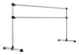 VITA Barre Portable Freestanding Double Ballet Barre, Prodigy, 8 Ft Bars, Satin Silver | Adjustable Height, USA Made, Home or Gym Exercise Equipment for Kids & Adults | Dance, Fitness, Pilates