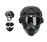 MICH Airsoft Helmet and Detachable Full Face Airsoft Mask Goggles with NVG Mount and Side Rail for Paintball-Hunting and Outdoor Activities