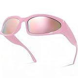 LASPOR Wrap Around Sport Sunglasses for Women Men Sport Shades Glasses Y2K Sunglasses (Pink Frame/pink Lens)