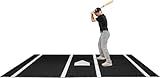 6 x 12 Batting Cage Baseball Hitting Mat with Regulation-Size Home Plate for Indoor or Outdoor Use – Durable Nylon Turf for Baseball and Softball Training