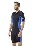 Hevto Shorty Wetsuit Men 2mm Neoprene Front Zip for Surfing (Blue, L)
