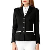 Kduplily Equestrian Show Jacket Women Horse Riding Coat Ladies Horseback Riding Stretch Blazer Top Wear Clothes (US, Alpha, Medium, Regular, Regular, Black)