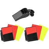 QBXMY7 Soccer Referee Kit,1 Soccer Referee Whistle with Lanyard & 2 Soccer Referee Card Set,Red and Yellow Cards for Soccer and Loud Crisp Sound Whistle for Coaches Referee Training Lifeguard Whistles