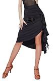 ELLYDOOR Women Latin Dance Skirt High Waist Irregular High Low Ruched Bodycon Midi Skirt Split Pencil Shorts Skirts Tag S, Black