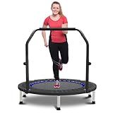 HYD-Parts 40" Mini Trampoline for Adults and Kids Exercise Rebounder with Adjustable Bar Fitness Trampoline Indoor Max Load 330lbs