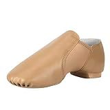 Linodes Unisex PU Leather Jazz Shoe EVA Sole Women/Men Dance Shoe-Brown 8.5