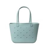 Simple Modern Large Beach Bag | Waterproof Getaway Rubber Tote with Zipper Pocket for Travel, Pool, Boat, Groceries, Sports | Sea Glass Sage