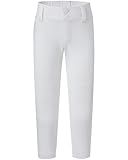 ROSEGIN Toddler Baseball Pants for Kids Boys & Girls - 3T / 4T / 5T / 6Y / 7Y | Softball Pants with Belt Loops Reinforced Knees & Moisture-Wicking Fabric, White, 5T