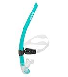 Sporti Swim Snorkel for Lap Swimming - Swimming Snorkel for Swimming Laps - Flexible, Adjustable Head Strap, Streamlined Tube, Soft Silicone Mouthpiece, Purge Valve - Aqua
