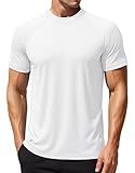 MAGCOMSEN Men's UPF 50+ Rash Guard Swim Shirts Short Sleeve Quick Dry Water Shirt for Surfing Fishing Workout White,L