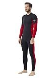 Hevto Men Wetsuit 3/2mm Neoprene Full Suit Back Zip, M1 Red, XL