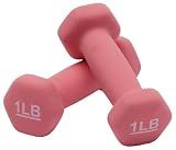 Amazon Basics Neoprene Dumbbell Hand Weights, Hexagon Shape, 1 Pound, Pair, Pink