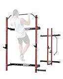 Folding Squat Rack Wall Mounted for Home Gym Garage, 1000 Pounds Capacity, 2.36" x 2.36" Power Rack With Pull Up Bar, J-Hooks and 360° Landmine