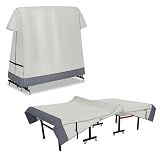 STEECA Ping Pong Table Cover Outdoor Weatherproof Fits Universal 9x5 FT | Heavy Duty 600D Polyester, Dual Function Table Tennis Cover, Fits Both Folding & Flat Tables Indoor & Outdoor (Beige)