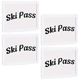 Novabright 4 Pcs Ski Goggles Pass Holder, Winter Sports Goggle Grip for Ski Snowboard Helmets, Fits Standard Credit Card Sized Pass