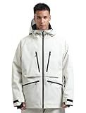 GSOU SNOW Womens Ski Jacket Mens Snow Jacket Waterproof Winter Snow Coat Couples Snowboard Hooded Beige L