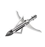 cqwsbsy 6 PK Broadhead 125Grains 4-Blade Hunting Hybrid Mechanical Broadhead with Chisel Tip 1.77" Cutting Dia for Crossbow Compound Bow Archery Hunting