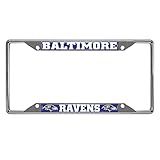 FANMATS 15531 Baltimore Ravens Chrome Metal License Plate Frame, Team Colors, 6.25in x 12.25in