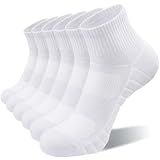 Lapulas Athletic Quarter Socks for Men Women, Cotton Mesh, Cushioned Arch Support, Non-Slip Running Ankle Design, 6 Pack