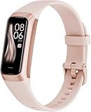 Fitness Tracker with 24/7 Heart Rate Sleep Blood Oxygen Monitor,IP68 Waterproof Smart Watch,1.10''AMOLED Touch Color Screen,Step Counter Health Activity Trackers for Women Men (Pink)