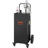 VEVOR Fuel Caddy, 35 Gallon, Gas Storage Tank on 4 Wheels, with Manual Transfer Pump, Gasoline Diesel Fuel Container for Cars, Lawn Mowers, ATVs, Boats, More, Black