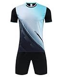 Hiheart Kids Badminton Jersey Set Short Sleeve T-Shirt & Shorts Breathable Quick Dry Sportswear for Boys and Girls 11-12 Years Black