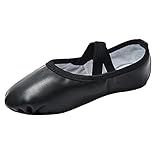 Stelle Ballet Shoes for Girls Soft Leather Dance Slippers Ballerina Shoes(Black,11ML)