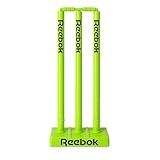 Reebok Cricket Stump Set with Bails – Heavy Base, Premium Carry Cover, Durable Plastic Stumps for Outdoor & Indoor Cricket Practice (Green)