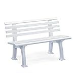 Plow & Hearth Weatherproof German PVC Outdoor Bench | Holds Up to 500 lbs | Garden Patio Porch Park Deck | Steel and Resin | White