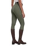 MoFiz Women's Silicone Full Seat Horse Riding Pants Zipper Pockets Equestrian Breeches Riding Tights Grayish Green S