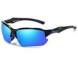 Sports Sunglasses for Men & Women - UV400 Protection, Night Driving, Cycling, Running, Outdoor Activities (Black Blue)