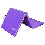BalanceFrom 6x2 Feet 3-Panel Folding Gymnastics Mat – 1.5-Inch Thick Pad with Vinyl Surface and Carrying Handles for Tumbling, Yoga, Pilates, Home Workouts, and Martial Arts