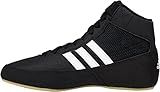 adidas Men's HVC Wrestling Shoes, Black/White/Iron Metallic, 9.5