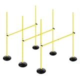 Voodans Adjustable Height Agility Hurdle Set Multi-Function Soccer Trainning Pole Set Coaching Sticks with Rubber Base (Pack of 3, 4.9 FT)