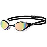 ARENA Unisex Python Racing Swim Goggles for Men and Women Anti-Fog Mirror Lens Max Comfort Dual Strap, Copper/White