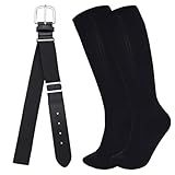 Dxhycc Youth Baseball Socks and Belt Combo Set Softball Baseball Socks and Elastic Waist Belt for Youth Boys Girls, Black