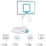 Dunn-Rite Splash & Shoot Pool Basketball Hoop, Adjustable Height Backboard – 200lbs Water-Filled Base, Stainless Steel Rim & Waterproof Basketball, Made in USA, Clear Aqua
