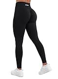 AUROLA Influence Workout Leggings for Women, Seamless Compression Tummy Control Leggings Mid Rise Yoga Pants,Black,M