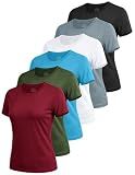 6 Pack Workout Tops for Women Short Sleeve Athletic Quick Dry T Shirts XL