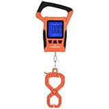 KastKing Fish Scale, WideView Floating Waterproof Digital Scale with No-Puncture Lip Gripper, 2.5” Large LCD Display, 110lb Capacity, Stores up to 9 Weights, Orange