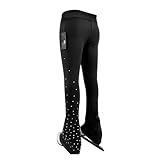 LIUHUO Girls Ice Figure Skating Pants Breathable Skate Leggings Women Practice Elastic Waistband Comfort Black