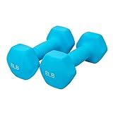 FUXION Neoprene Dumbbell Hand Weights, Set of 2 - Hexagon Non-Slip, 8lbs for Home, Yoga, Pilates - Blue