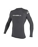 O'Neill Wetsuits Men's Standard Basic Skins UPF 50+ Long Sleeve Rash Guard, Smoke, Large