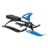 Snow Racer Sled 220.5lb Capacity Ice Skating Equipment, Ski Sled Slider Board for Kids & Adults, Snow Sled for Kids with Flexible Steering Wheel, Two Serrated Brakes, Blue, 18" Seat