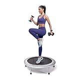 Stamina 36 Inch Durable Rugged Steel Frame Folding Trampoline with MUUV Coaching Audio App and 250 Pound Weight Capacity, Gray