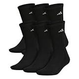 adidas Men's Athletic Cushioned Crew Socks (6 Pairs) Durable & Comfortable, Black/Aluminum 2, Large