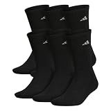 adidas Men's Athletic Cushioned Crew Socks (6 Pairs) Durable & Comfortable, Black/Aluminum 2, Large