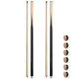 LOTKEY Pool Cue Stick, 58"/52"/48"/42" Pool Sticks Set of 4/2/1, Billiard Sticks with 13mm Leather Screw-On Tips for Beginners Youth Adults 14 15 19 20 21oz House Bar, 2-Piece Design (48" Set of 2)